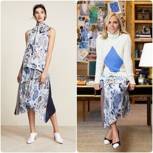 NWT Tory Burch Margaret Sleeveless Midi Dress in Blue Happy Times Size 00 $798